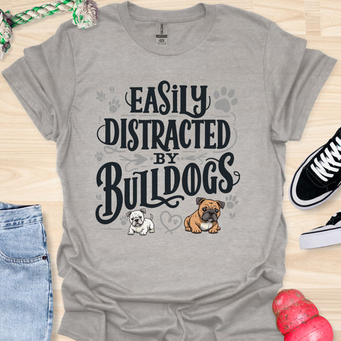 Easily distracted by bulldogs - V3 - Creative Vintage T-Shirt